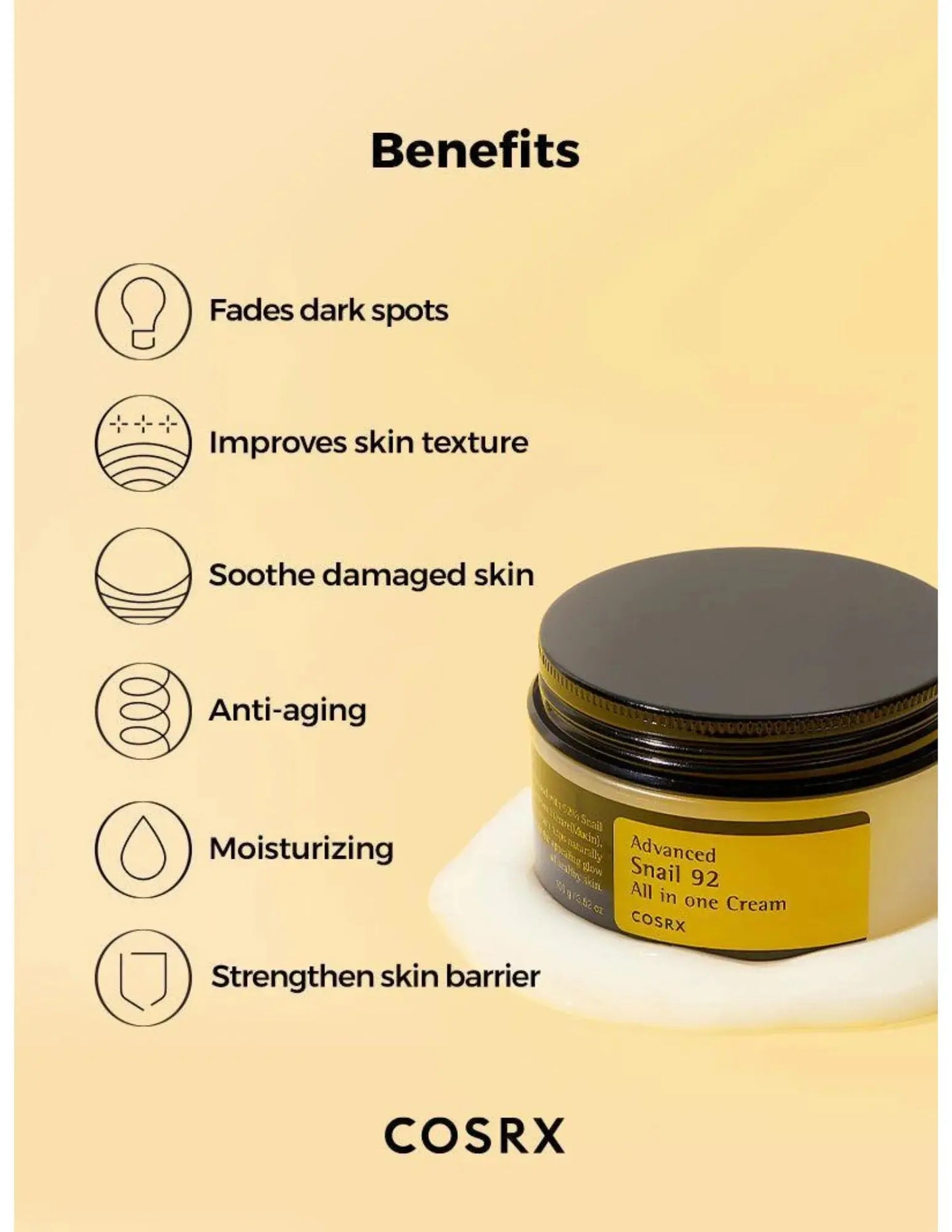 Advanced Snail 92 All In One Cream sejas krēms ar gliemežu mucīnu – COSRX