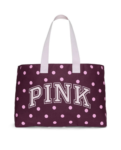 Victoria’s Secret PINK Canvas Polka Dot Tote Bag & Wristlet Pouch Set